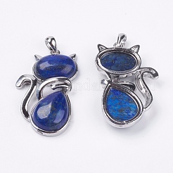 Natürliche Lapislazuli-Kätzchenanhänger&nbsp;G-G713-B14