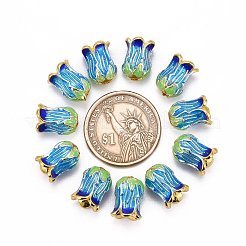5 pétale de laiton de placage en râtelier bouchon émail de perles&nbsp;LS-X-KK-P024-13-RS
