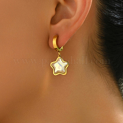 Orecchini a cerchio a forma di stella in acciaio inossidabile con perle finte&nbsp;MR8131