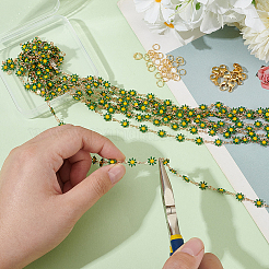 DIY Blumen Messing Emaille Gliederketten Armbänder/Halsketten Herstellungssets&nbsp;DIY-AR0004-11