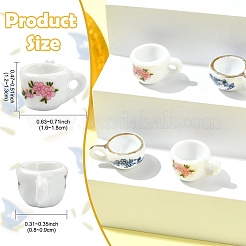 4 Stück 2 Stile Miniatur-Keramik-Tassen-Ornamente&nbsp;AJEW-YW0002-10