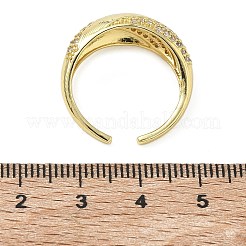 Messing Micro Pave Zirkonia Manschette offene Ringe&nbsp;RJEW-C163-01G