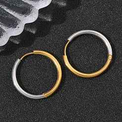 Orecchini a cerchio bicolore in acciaio inossidabile 304&nbsp;EJEW-P313-02F-G