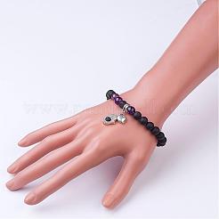 Natürlichen Amethyst Perle Charme Armbänder&nbsp;BJEW-JB02694-04