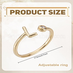 1 anello aperto in ottone micro pavé con zirconi cubici trasparenti per donna&nbsp;RJEW-LP0002-37L