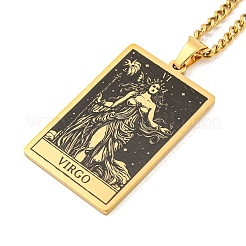 Collares colgantes de tarot de acero inoxidable 304&nbsp;NJEW-A026-01G-06