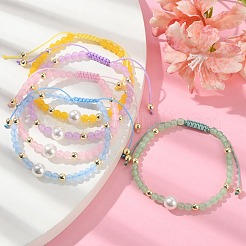 Natürliche und gefärbte Armbänder aus geflochtenen Perlen aus malaysischer Jade&nbsp;BJEW-JB09988