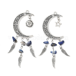 14 Stück 7 Stile synthetischer Türkis & natürliches Tigerauge & Amethyst & Rosenquarz & grüner Aventurin & roter Jaspis & Lapislazuli-Chip & große Chakra-Anhänger aus Legierung&nbsp;PALLOY-JF04679