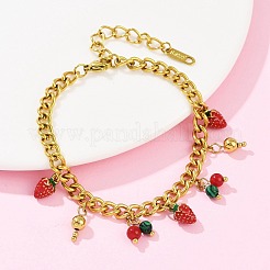 Bracelets à breloques en acier inoxydable 304 et émail&nbsp;BJEW-C113-03G