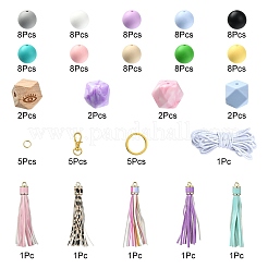 DIY-Set zur Herstellung von Schlüsselanhängern mit Quasten und Silikonperlen&nbsp;DIY-YW0008-57
