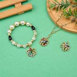 3 Stück Zirkonia Blumen Charms vergoldet Charms Micro Pave zarte Blumen Charms für Halskette Armband Herstellung&nbsp;JX565A