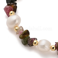Braccialetti di perline di tormalina naturale per le donne&nbsp;BJEW-F478-02B