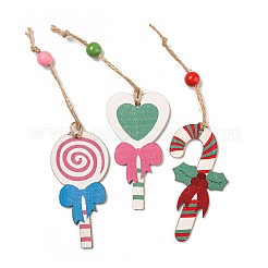 9 ensemble de décorations de pendentif en bois de Noël de 3 styles&nbsp;WOOD-U004-01E