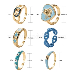 6 pz 6 anelli per polsini in ottone dorato&nbsp;RJEW-LS0001-03