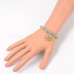Trendige natürliche grüne Aventurin Perlen Acryl Charm Armbänder&nbsp;BJEW-JB01792-04