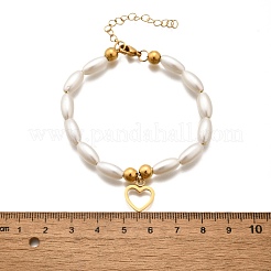 Braccialetti con ciondolo a forma di cuore in acciaio inossidabile 304 per donna&nbsp;BJEW-C098-09G