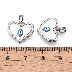Pendentifs en forme de cœur en coquillage naturel pavé de laiton&nbsp;KK-N258-07P