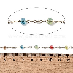 Chaînes artisanales en acier inoxydable 304 avec perles de verre rondelles à facettes&nbsp;CHS-K020-15G