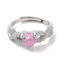 Anillos ajustables de circonio cúbico micro pavé de latón chapado en cremallera&nbsp;RJEW-D025-14P-02
