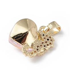 Véritable 18k plaqué or placage en laiton micro pave pendentifs en zircone cubique&nbsp;KK-C015-02G-03