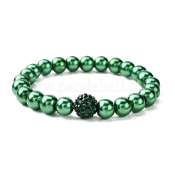 Bracciale elasticizzato con perline rotonde in vetro&nbsp;BJEW-JB09682