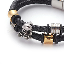 Pulseras de cordón de cuero retro&nbsp;BJEW-L642-38