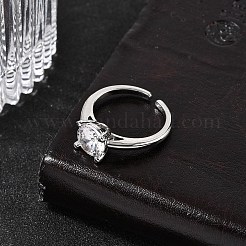 Offene Manschettenringe aus Messing mit Mikropavé und Zirkonia für Damen&nbsp;RJEW-B160-04P