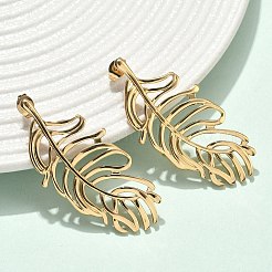 Pendientes de acero inoxidable 304 con hoja hueca&nbsp;EJEW-D353-02G