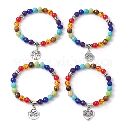 Bracelets extensibles en perles sur le thème des chakras&nbsp;BJEW-JB11281