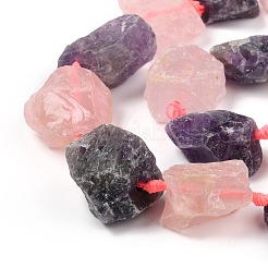 Raue rohe natürliche Amethyst- und Rosenquarzperlenstränge&nbsp;G-F595-I04