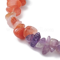 Natürliche südrote Achat- und Amethyst- und Obsidiansplitter-Perlen-Stretcharmbänder&nbsp;BJEW-TA00493