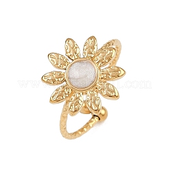 Offene Manschettenringe aus 304er Edelstahl mit Emaille für Damen&nbsp;RJEW-K303-09G