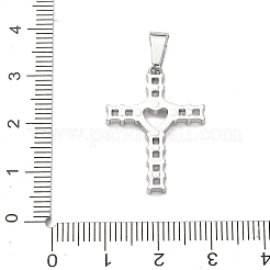 Pendentifs en acier inoxydable 304 sertis de micro-pavés de zircon cubique transparent et de strass en cristal&nbsp;LS-STAS-H264-10P