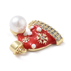 Colgantes de circonita cúbica con micro pavé de latón con tema navideño&nbsp;KK-F877-30G-02
