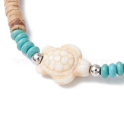 2 bracelet extensible en forme d'étoile de mer et de tortue en noix de coco naturelle avec perles turquoise synthétiques pour hommes et femmes&nbsp;BJEW-JB11743