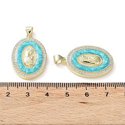 Placage de crémaillère en laiton micro pavé pendentifs en zircone cubique claire&nbsp;KK-C041-06C-G