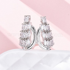 Anillos de latón con micro pavé de circonita cúbica transparente para mujer&nbsp;RJEW-A062-02P