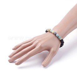 Bracciali elasticizzati in amazzonite con fiori naturali&nbsp;BJEW-JB03422-02