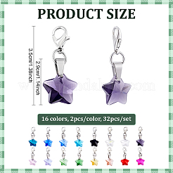 32 pièce de décorations suspendues en verre de 16 styles&nbsp;HJEW-BC00114