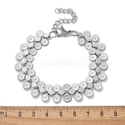 304 Edelstahl-Blumengliederkettenarmbänder für Damen&nbsp;BJEW-F488-21P-03