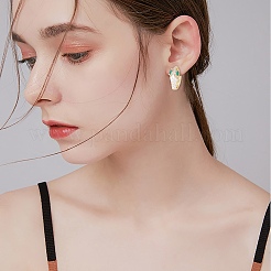 Orecchini a cerchio serpente con zirconi cubici e smalto&nbsp;EJEW-SZ0001-87E