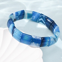 Braccialetti elasticizzati quadrati in agata naturale a bande (tinta e riscaldata) per uomo e donna&nbsp;GG-CBA9ACE-B15