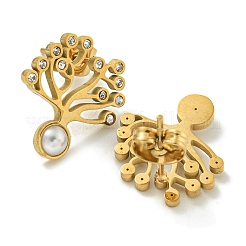 Placcatura ionica (ip) 304 acciaio inossidabile e strass e orecchini a bottone in plastica ABS con perle&nbsp;EJEW-G400-05G