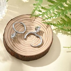 Orecchini a cerchio in acciaio inossidabile 304 con micro pavé di zirconi cubici&nbsp;STAS-R004-01P-01