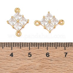 Colgantes de conector de circonita cúbica transparente con pavé de latón&nbsp;CU-CBAB0CF-03G