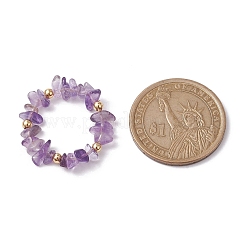 Stretch-Ring mit Perlen aus natürlichen gemischten Edelsteinsplittern&nbsp;RJEW-JR00646