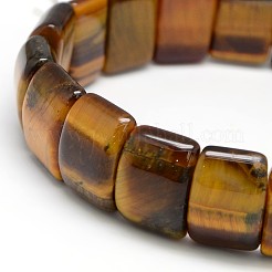 Pierre naturelle bracelets perles rectangle extensibles élastiques classiques&nbsp;BJEW-L333-15