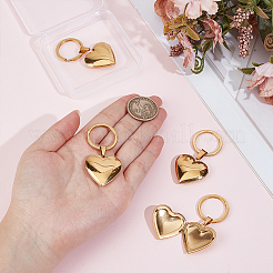 4 porte-clés pendentif médaillon en forme de cœur en acier inoxydable 316&nbsp;KEYC-PH01620