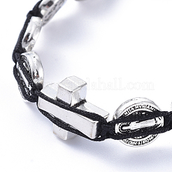 Pulseras de cuentas trenzadas de hilo de nylon ajustable&nbsp;BJEW-JB05177-01