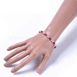 Polymer Clay heishi Perlen Perlen Stretch Armbänder&nbsp;BJEW-JB04452-M